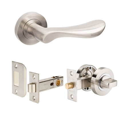 Juno Door Handle Lever Privacy Set Brushed Nickel 7037BN Zanda | Decorus Hardware