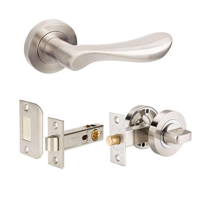 Juno Door Handle Lever Privacy Set Brushed Nickel 7037BN Zanda | Decorus Hardware