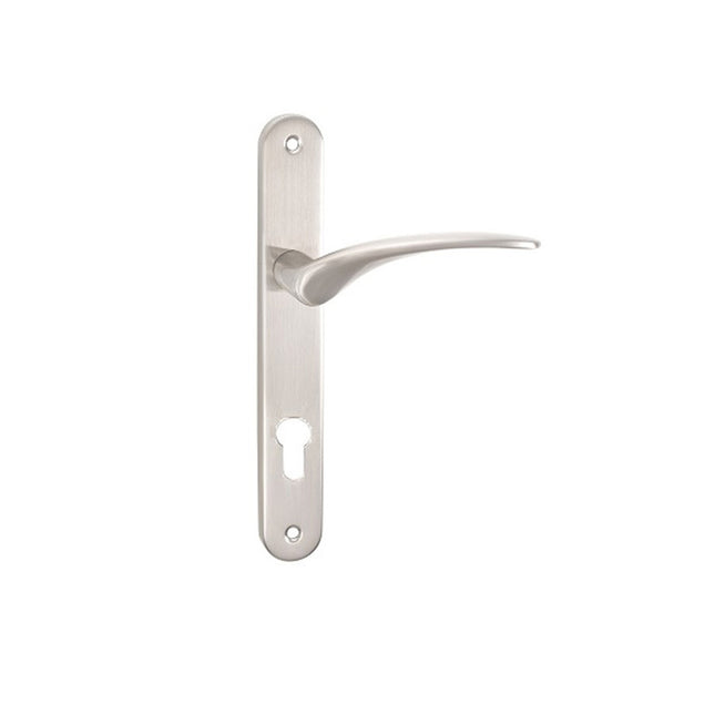 Apollo Longplate Door Lever Handle with Euro Keyhole Brushed Nickel 7045.E85.BN  Zanda | Decorus Hardware
