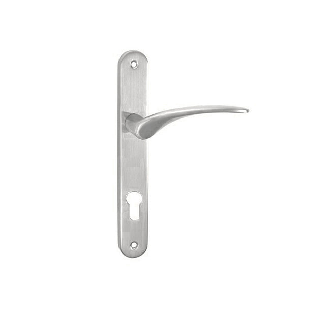 Apollo Longplate Door Lever Handle with Euro Keyhole Satin Chrome 7045.E85.SC Zanda | Decorus Hardware
