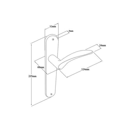 7045.E85.SC | Apollo Longplate Door Lever Handle with Euro Keyhole Satin Chrome | Zanda Architectural