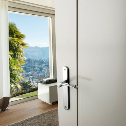 7045.PR.BN | Apollo Longplate Door Lever Handle Privacy Set Brushed Nickel | Zanda Architectural