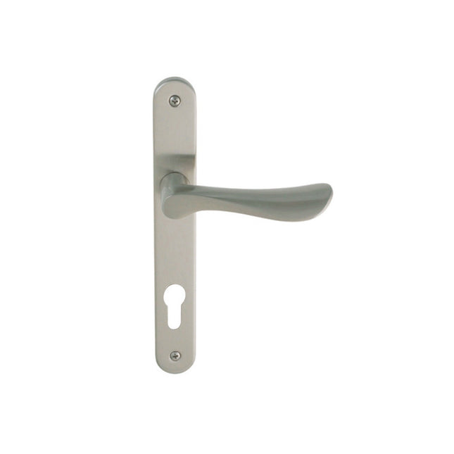 Astron Juno Longplate Door Lever Handle with Euro Keyhole 85mm Brushed Nickel 7046.E85.BN Zanda | Decorus Hardware