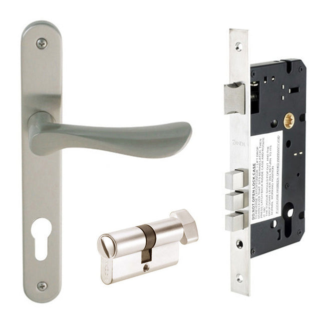 Astron Juno Longplate Door Lever Handle Privacy Set Brushed Nickel 7046.PR.BN Zanda | Decorus Hardware