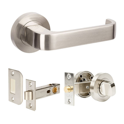 Streamline Integrated Privacy Set with Latch Brushed Nickel 7090.BN Zanda | Decorus Hardware