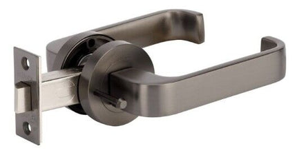 7090.GN | Streamline Door Lever Handle on Round Rose Integrated Privacy Set with Latch Graphite Nickel | Zanda Architectural