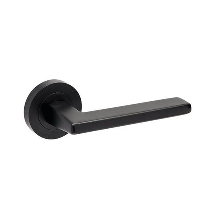 7106.BLK | Vector Door Handle Lever on Round Rose Leverset Only Matt Black | Zanda Architectural