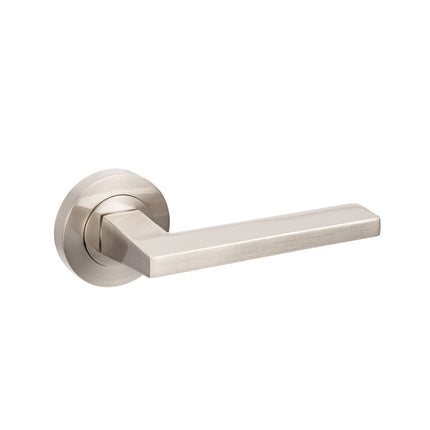 7106.BN | Vector Door Handle Lever on Round Rose Leverset Only Brushed Nickel | Zanda Architectural