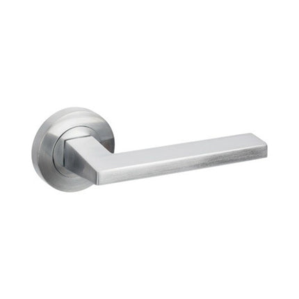 7106.SC | Vector Door Handle Lever on Round Rose Leverset Only Satin Chrome | Zanda Architectural