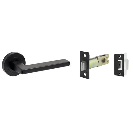 Vector Door Handle Lever on Round Rose Passage Set Matt Black 7107.BLK Zanda | Decorus Hardware
