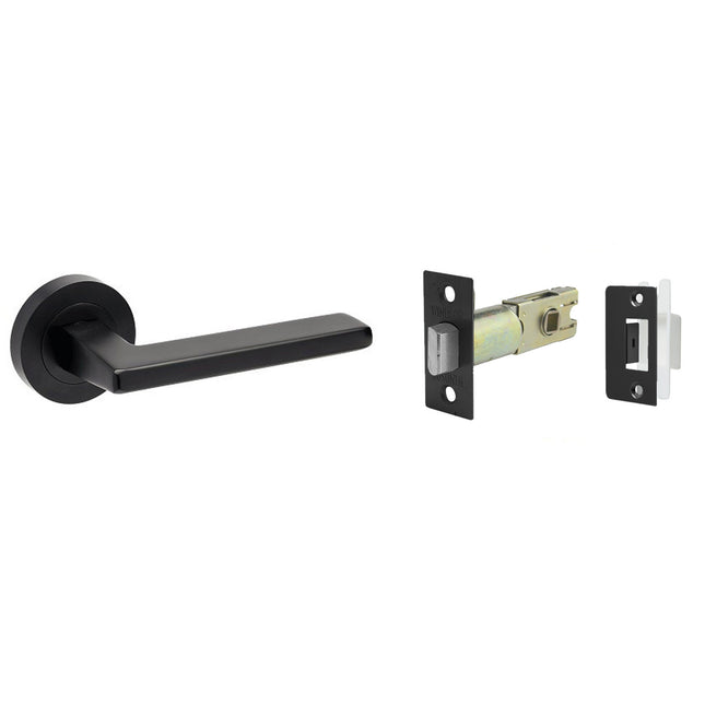 Vector Door Handle Lever on Round Rose Passage Set Matt Black 7107.BLK Zanda | Decorus Hardware