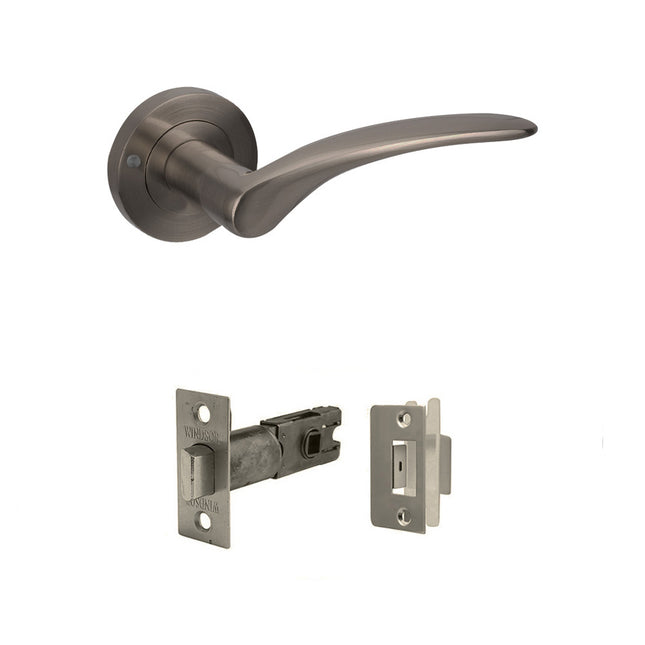 Apollo Door Handle Lever on Round Rose Integrated Privacy Set Graphite Nickel 7191.GN Zanda | Decorus Hardware