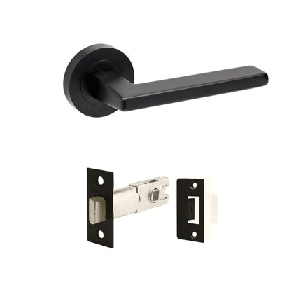 Vector Door Handle Lever on Round Rose Integrated Privacy Set Matt Black 7196.BLK Zanda | Decorus Hardware