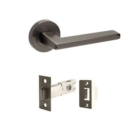 Vector Door Handle Lever on Round Rose Integrated Privacy Set Graphite Nickel 7196.GN Zanda | Decorus Hardware
