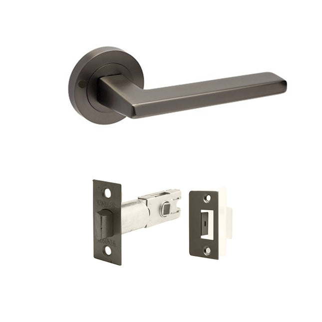 Vector Door Handle Lever on Round Rose Integrated Privacy Set Graphite Nickel 7196.GN Zanda | Decorus Hardware