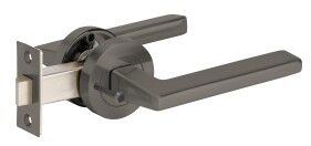7196.GN | Vector Door Handle Lever on Round Rose Integrated Privacy Set Graphite Nickel | Zanda Architectural