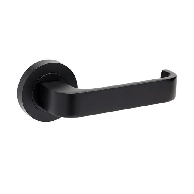 Streamline Door Lever Handle on Round Rose Leverset Only Matt Black 7313.BLK Zanda