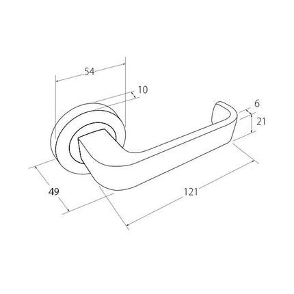 Streamline Door Lever Handle on Round Rose Leverset Only Satin Brass 7313.SB Zanda