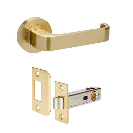 Streamline Door Lever Handle on Round Rose Passage Set Satin Brass 7314.SB Zanda | Decorus Hardware