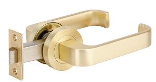 7314.SB | Streamline Door Lever Handle on Round Rose Passage Set Satin Brass | Zanda Architectural