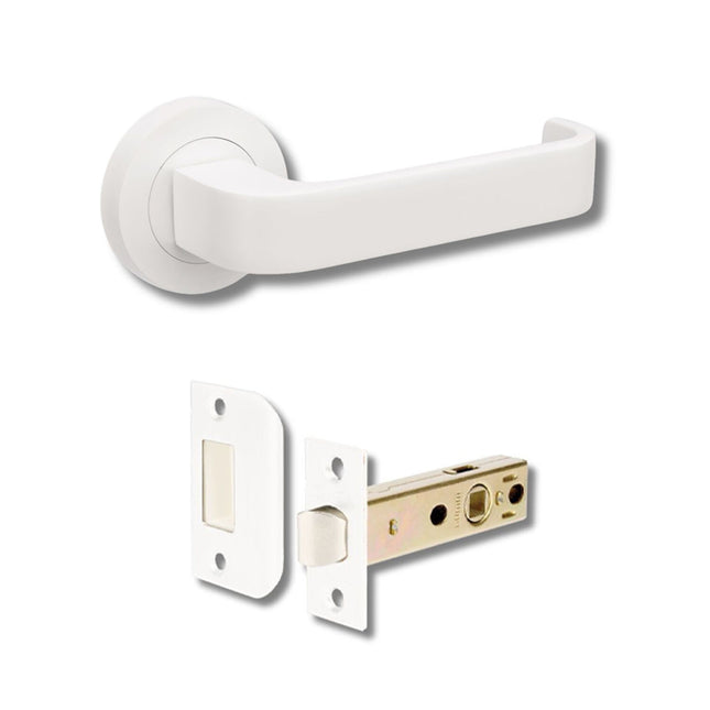 Streamline Door Handle Passage Set with 1131 Latch Matt White 7314.WHT  Zanda