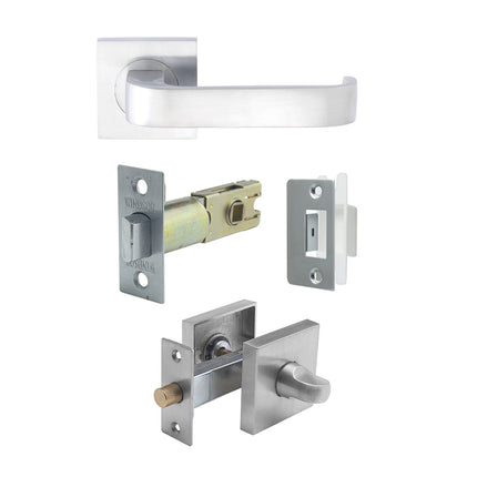 Zanda Door Handle | Designer Lever & Handle Set | Streamline Door Handle Privacy Set Satin Chrome 7315PRSC