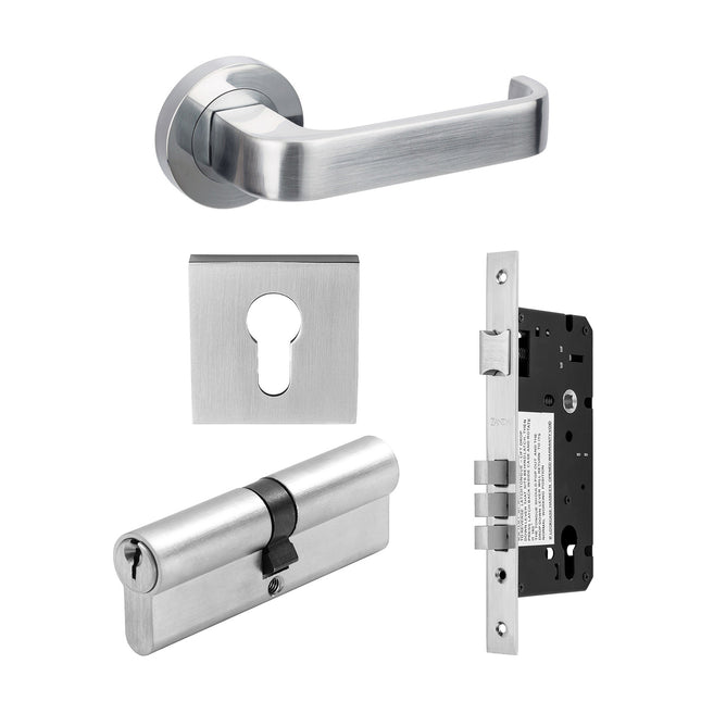 Streamline Door Handle Entrance Set 60mm (Key/Key) Satin Chrome 7316E1SC Zanda | Decorus Hardware