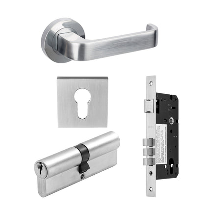 Streamline Door Handle Entrance Set 70mm Key /Key Satin Chrome 7316E3SC Zanda | Decorus Hardware