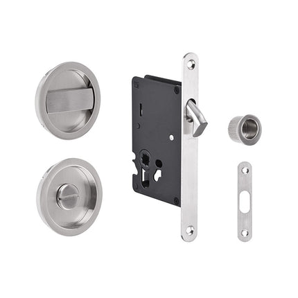 Visca Flush Pull Kit Privacy Set Brushed Nickel for Sliding Door 8106BN Zanda | Decorus Hardware