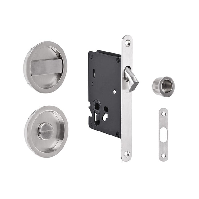 Visca Flush Pull Kit Privacy Set Brushed Nickel for Sliding Door 8106BN Zanda | Decorus Hardware
