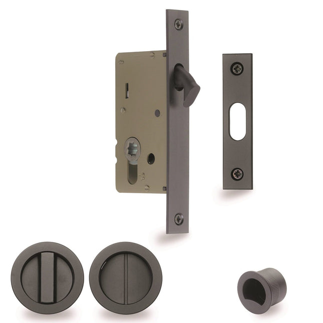 Visca Flush Pull Kit Privacy Set Graphite Nickel for Sliding Door 8106GN Zanda | Decorus Hardware