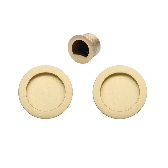 Visca Flush Pull Kit Passage Set Satin Brass 8107.SB Zanda | Decorus Hardware