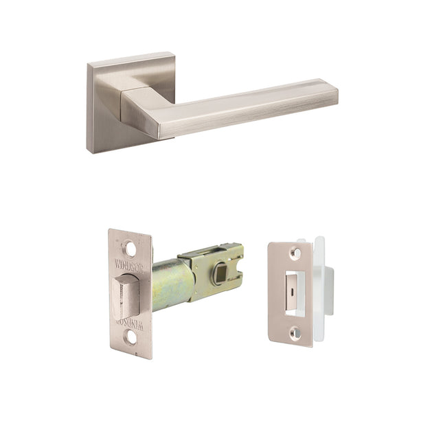 Matrix Door Lever Handle Passage Set Brushed Nickel 8128BN Zanda | Decorus Hardware