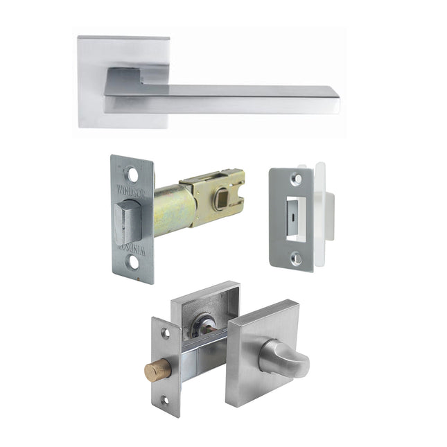 Matrix Door Handle Privacy Set Satin Chrome 8129PRSC Zanda | Decorus Hardware