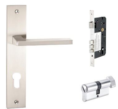 8131.PR.BN | Matrix Longplate Handle Privacy Set Brushed Nickel | Zanda Architectural