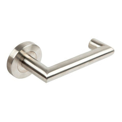 Oriana Door Lever Handle on Round Rose Disabled Compliant Lever Set Only Stainless Steel  Zanda | Decorus Hardware