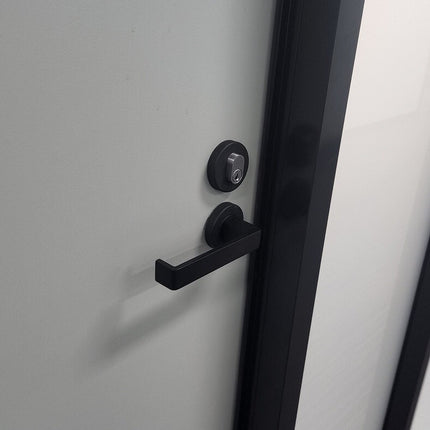 8900.BLK | Meilani Door Lever Handle on Round Rose 55mm Matt Black | Zanda Architectural