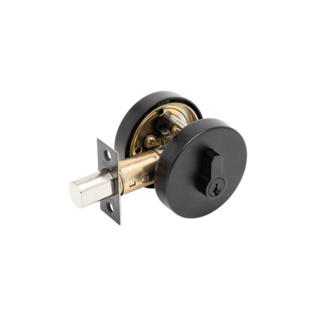 Jura Elite Round Slimline Double Cylinder Deadbolt Matt Black 9061.BLK Zanda