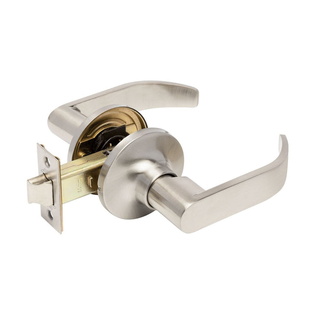 9100.BN | Zenith Door Handle Lever on Round Rose Passage Set Brushed Nickel | Zanda Architectural