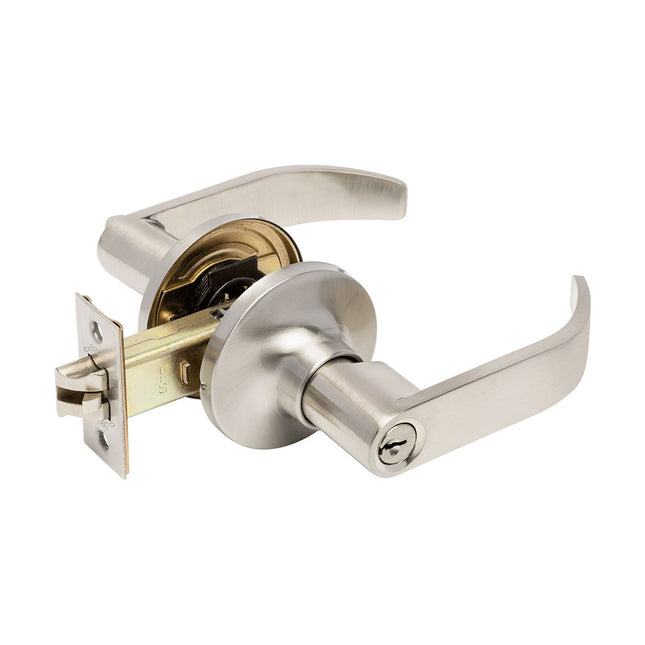 Zenith Door Handle Lever on Round Rose Entrance Set Brushed Nickel 9103.BN Zanda | Decorus Hardware