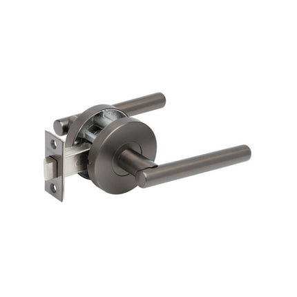 9140.GN | Baxter Door Lever Handle on Round Rose Passage Set Graphite Nickel | Zanda Architectural