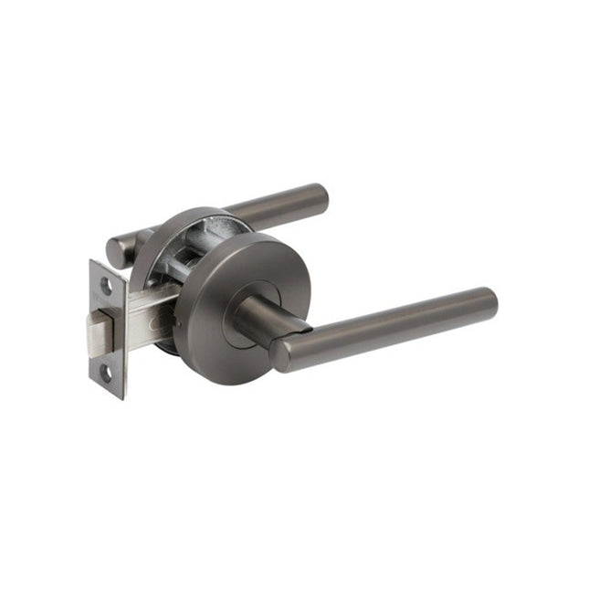 9140.GN | Baxter Door Lever Handle on Round Rose Passage Set Graphite Nickel | Zanda Architectural