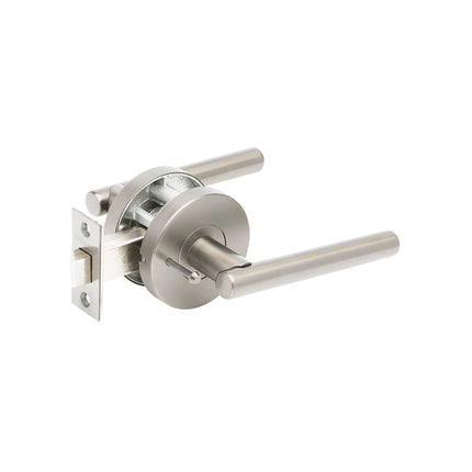 9141.BN | Baxter Door Lever Handle on Round Rose Privacy Set Brushed Nickel | Zanda Architectural