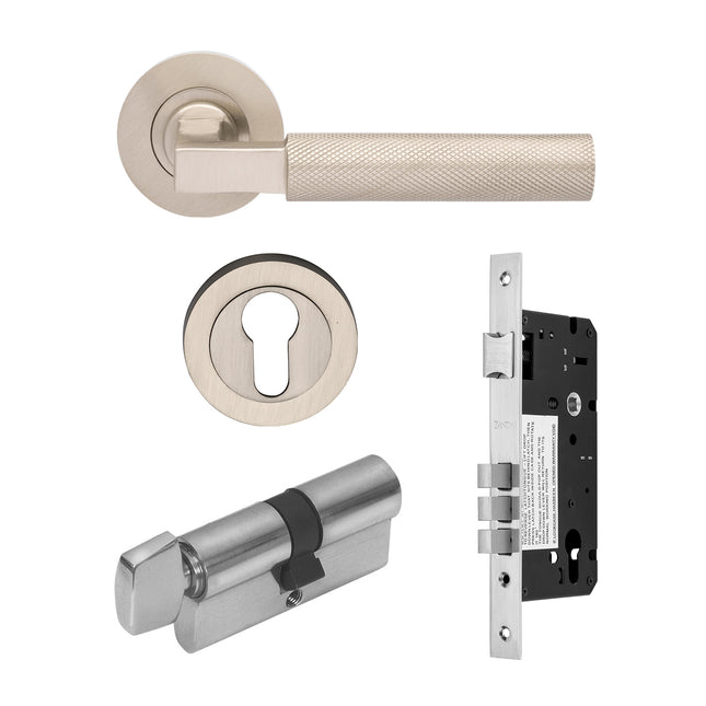 Zurich Door Lever Entrance Set 60mm Cylinder (Key/Turn) BN 9345E2BN Zanda | Decorus Hardware