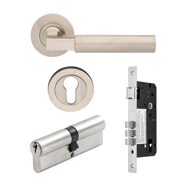 Zurich Door Lever Entrance Set 70mm Cylinder (Key/Key) BN 9345E3BN Zanda | Decorus Hardware