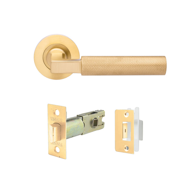 Zurich Door Handle Lever Set Passage Includes Latch Satin Brass 9346SB Zanda | Decorus Hardware