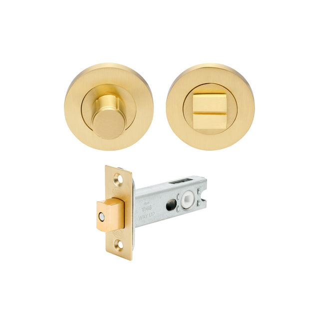 Zurich Privacy Turn & Release with 1173 Bolt Satin Brass 9348.1173.SB Zanda | Decorus Hardware