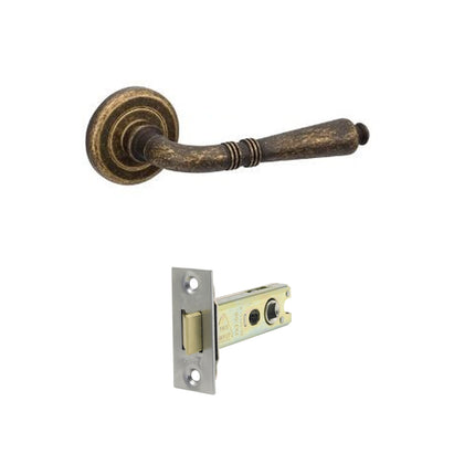 Balmain Door Lever Handle on Round Rose Passage Set Rustic Brass 9421.RB Zanda | Decorus Hardware