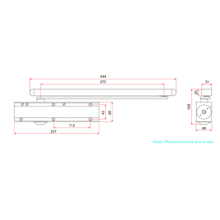 DC.8015.CAB.SIL | Vivid Cam Action Door Closer EN1-5 Push Side Silver | Zanda Architectural