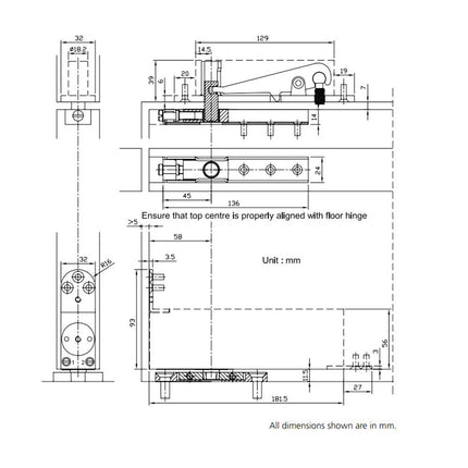 ITS.H3.HO.SS | Concealed Heel Door Closer Opening Angle 150 Degrees Suits Pivot Doors ITS.H3.HOSS | Zanda Architectural